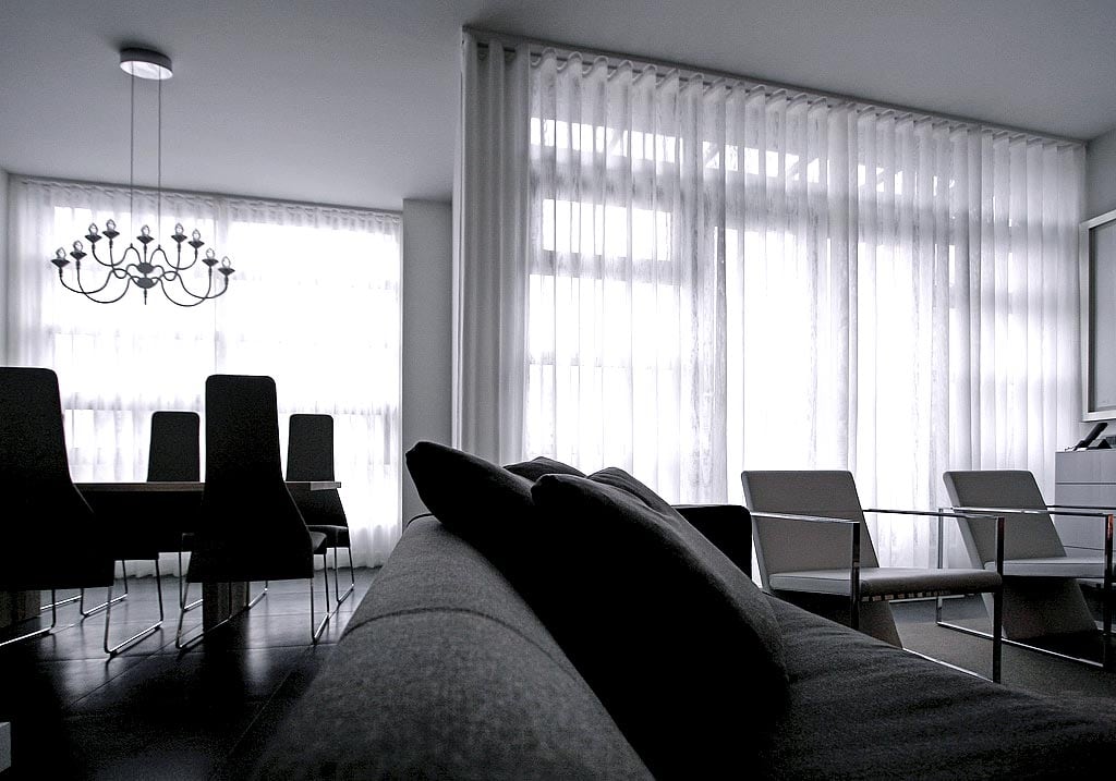 Aesthetic area with white translucent curtain